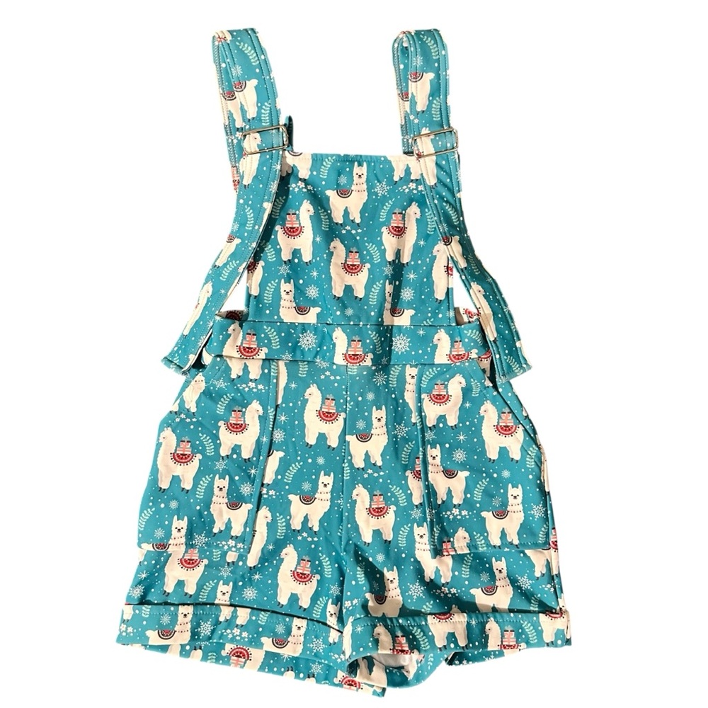 BlackMilk Christmas Llama‎ Short Overalls Size XS